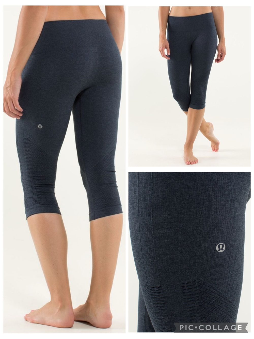 Lululemon In The Flow Crop II Heathered Inkwell Women’s size 6